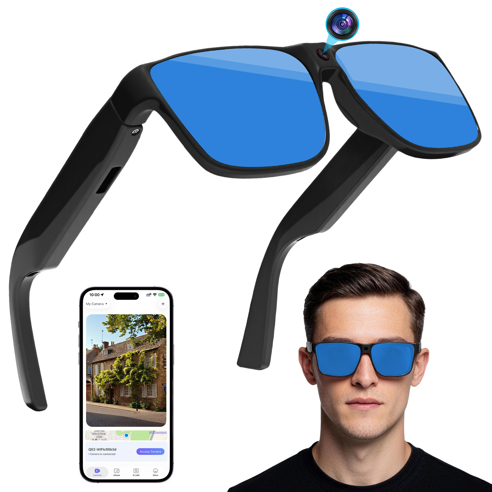Action Camera Optical Image Stabilization - SQ5 Intelligent AI Sunglasses HD with